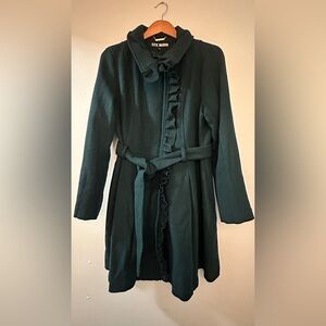 Steve Madden Women’s Belted Coat – Teal Green, Size Large